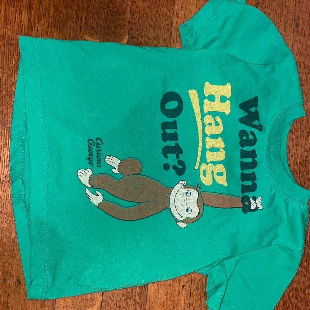 Vintage retro Curious George green t-shirt tee shirt y2k